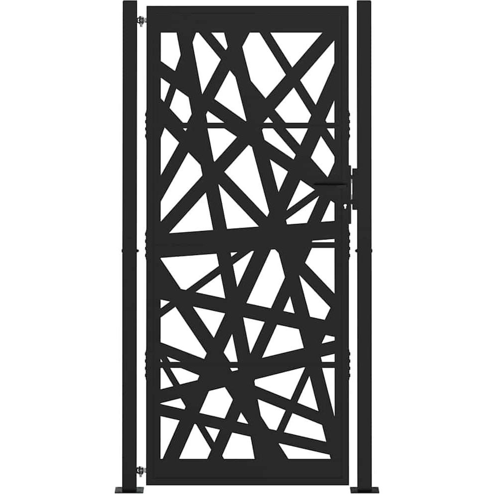 Thumbnail - VidaXL, Gartenzaun, Gartentor Schwarz 105x205 cm Stahl Lichtdesign Zauntor Outdoor Tor
