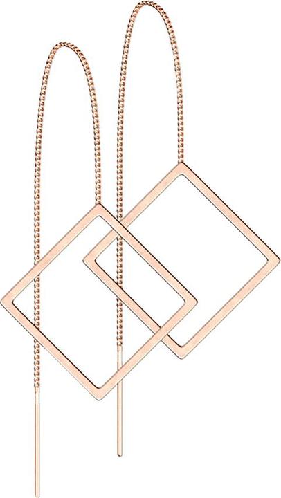 Image du produit Star Piercing Boucles d'oreilles en or rose avec chaîne à chute libre carrée (sans laiton, Acier chirurgical 316L)