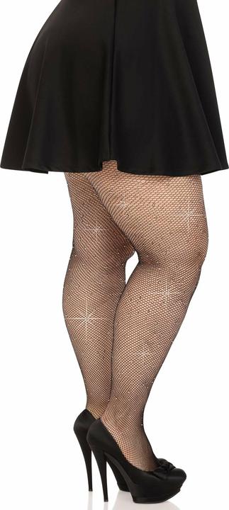 Productafbeelding Leg Avenue Netkousen Met Kristallisatie, Zwart, Oversized (XXS)