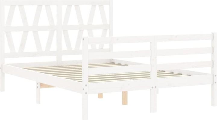 Image du produit VidaXL Massivholzbett mit Kopfteil Weiss 5FT King Size (150 x 200 cm)