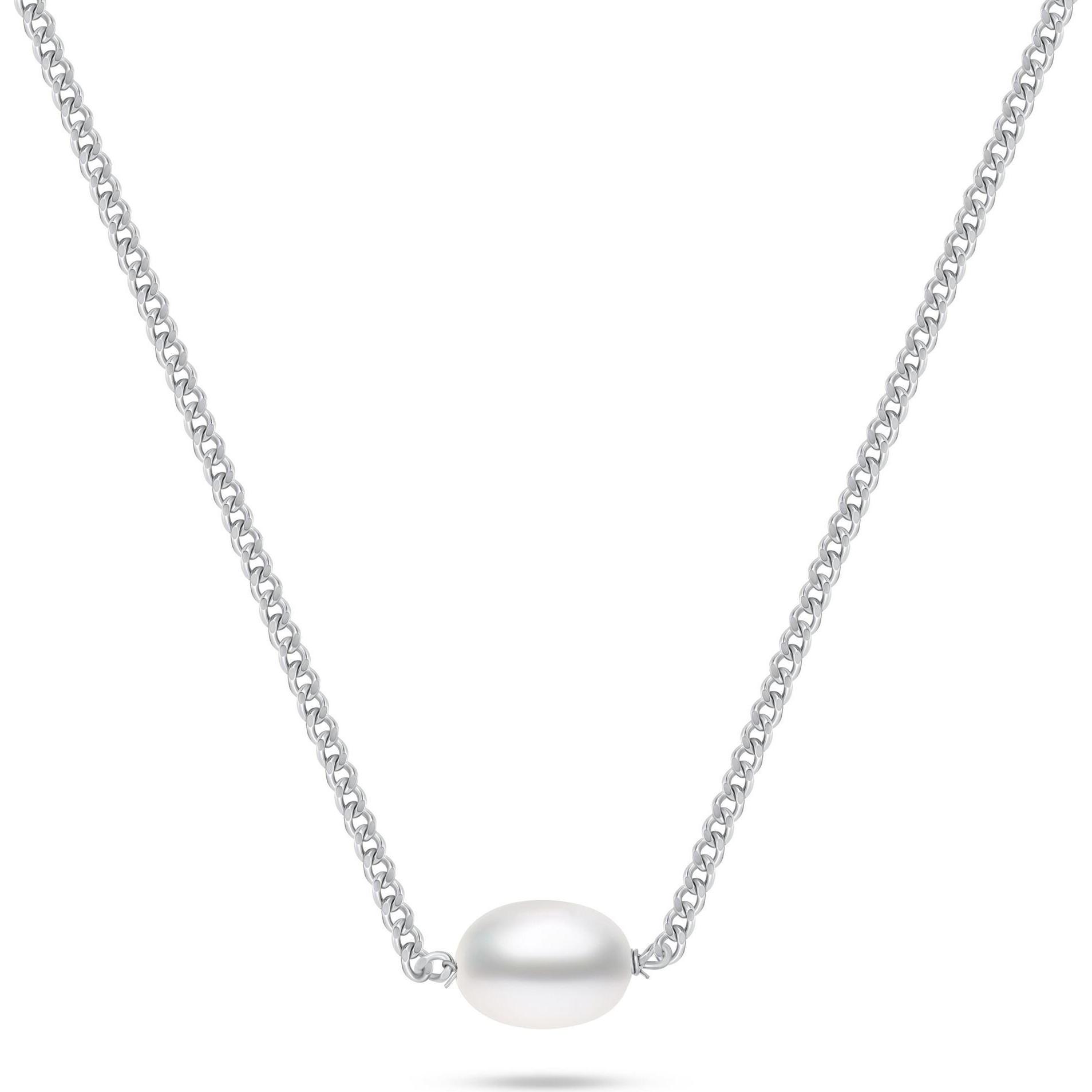 Brilio, Collana, Silver - Silver womenÂ's necklace with real pearl NCL211W