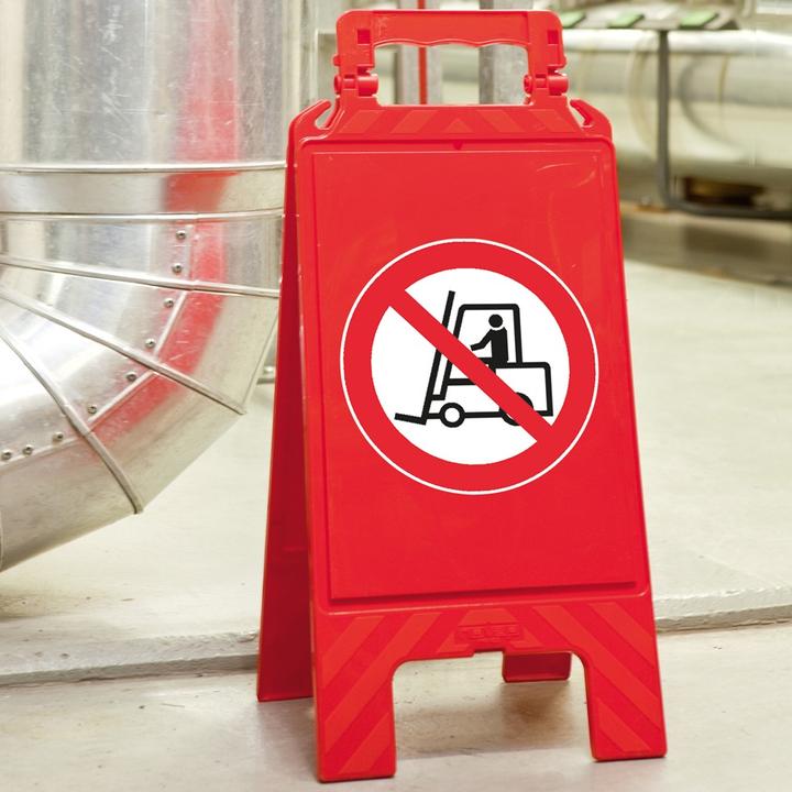 Actual product image Moravia MORION warning sign, red "Forklift prohibited