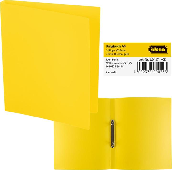 Actual product image Idena Ring binder A4 PP yellow 20mm 2 rings (A4, 20 mm, 1 pcs.)