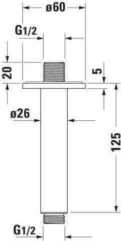 Actual product image Duravit Shower arm ceiling mount. round rosette 125mm chrome