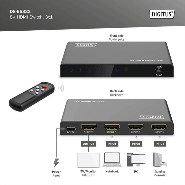 Produktbild Digitus 8K HDMI Switch, 3x1