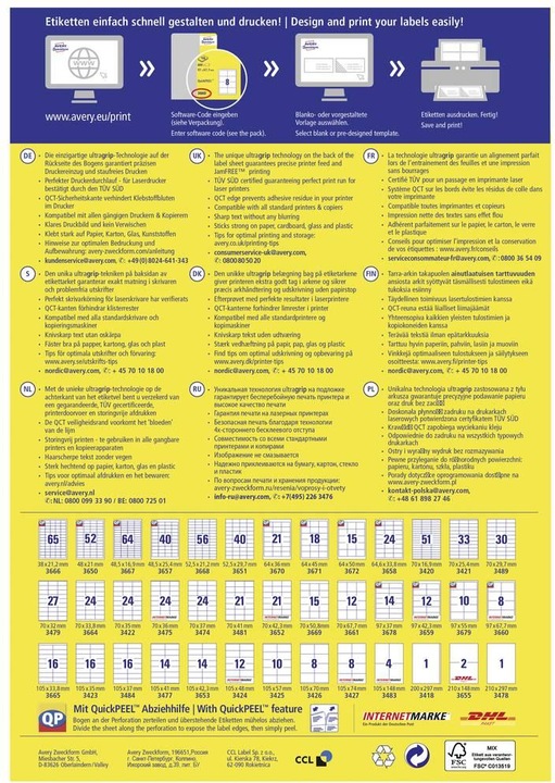 Image du produit Avery étiquettes universelles 3483