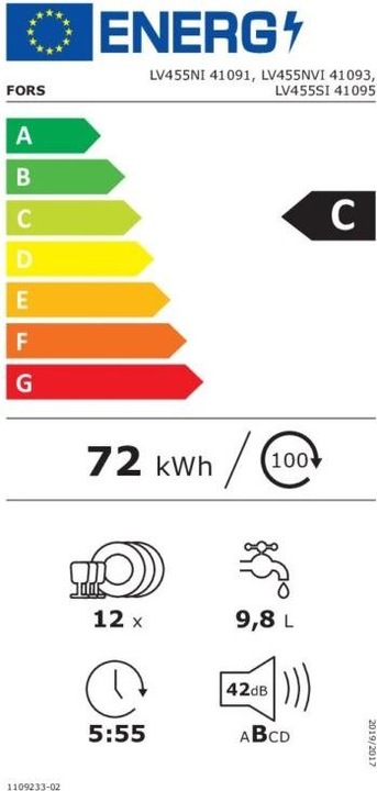 Energie-Label Fors LV 455 Ni W 41091