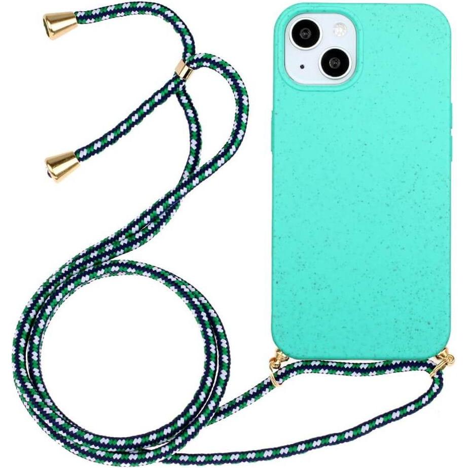Cover-Discount iPhone 15 - Eco-Friendly Hülle mit Kette türkis (Apple iPhone 15), Smartphone Hülle, Türkis