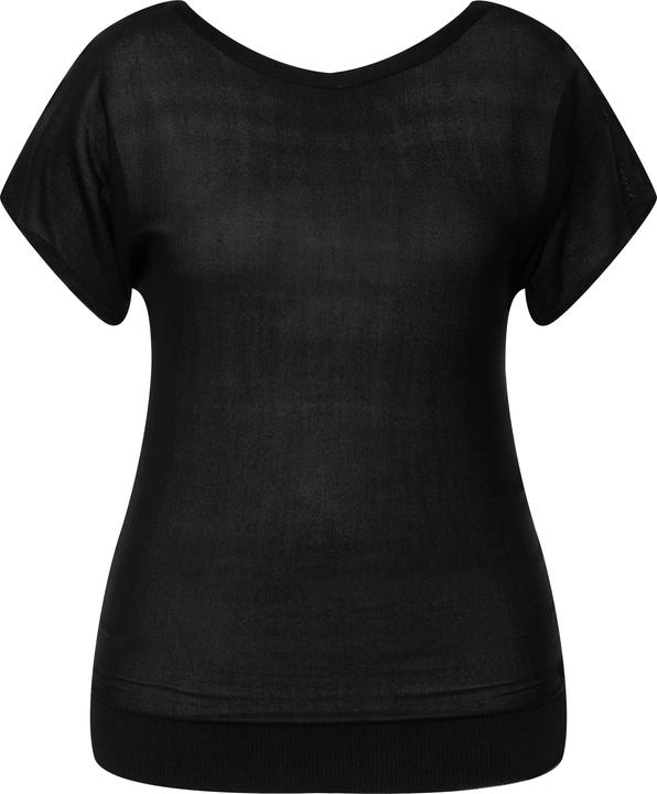 Image du produit Ulla Popken T-shirt en lin mélangé à col rond et manches courtes, boutons dans le dos (54)