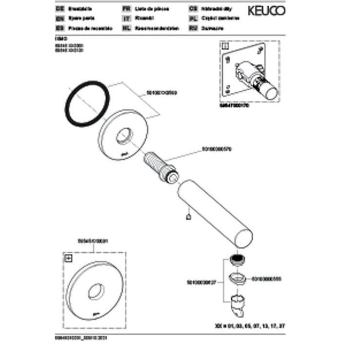 Thumbnail - Keuco, Badarmatur, Wanneneinlauf IXMO Ros rund Ausldg 180mm sw ma