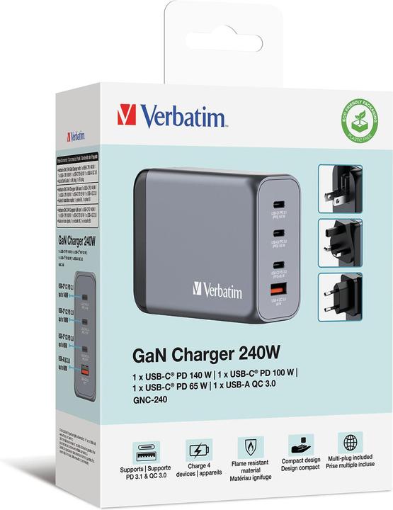 Actual product image Verbatim GaN Charger (240 W)