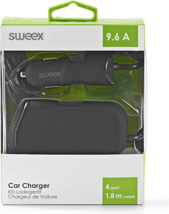 Produktbild Sweex Auto-Ladegerät 4-Ausgänge 9.6 A USB Schwarz