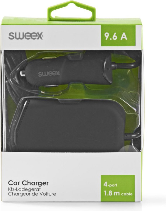 Immagine prodotto Sweex Caricabatterie da auto 4 uscite 9,6 A USB Nero