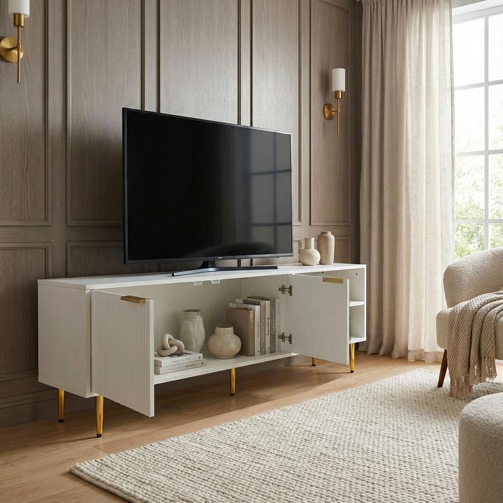 Actual product image FineBuy Lowboard FB114043 Spanplatte Weiss (150 x 39 x 51 cm)