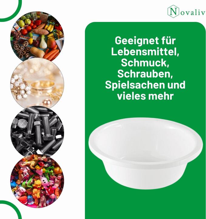 Produktbild Novaliv 5x Spülschüssel Rund 0,6L, D16 cm, Weiss, BPA-frei Spülmaschinenfest Ideal für Küche und Camp