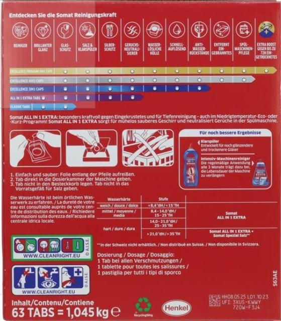 Produktbild Somat All In 1 Extra 63 Tabs (Fest)