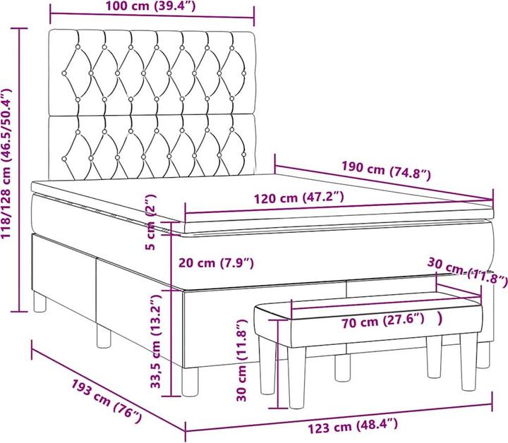 Produktbild vidaXL Boxspringbett (120 x 190 cm)