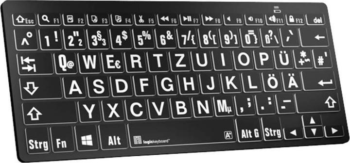 Produktbild Logickeyboard XL-Print White on Black dt. (PC/BT) (DE, Kabelgebunden)