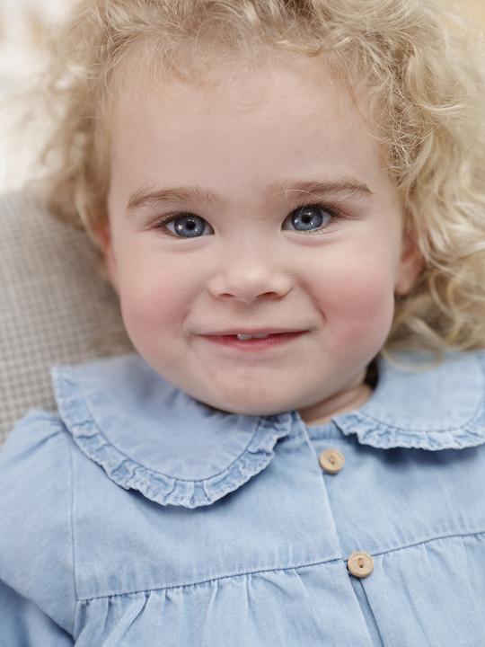 Actual product image Vertbaudet Baby blouse in light denim, customisable (62)