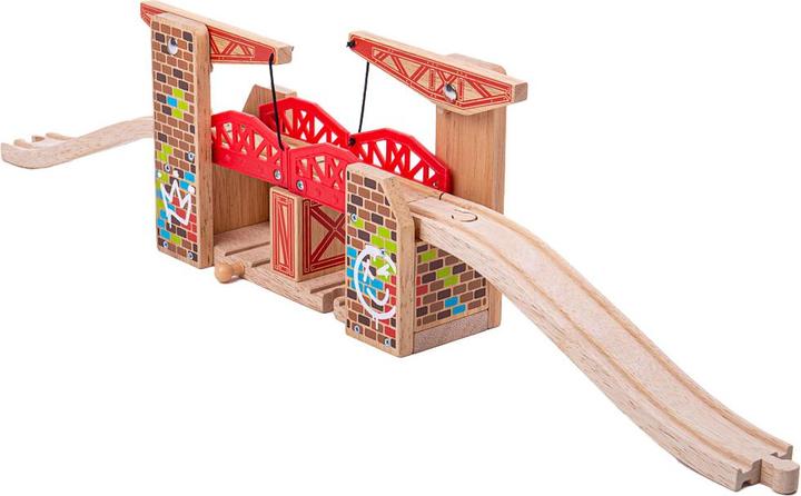 Bigjigs Holzschienen Doppelhubbrücke Graffiti
