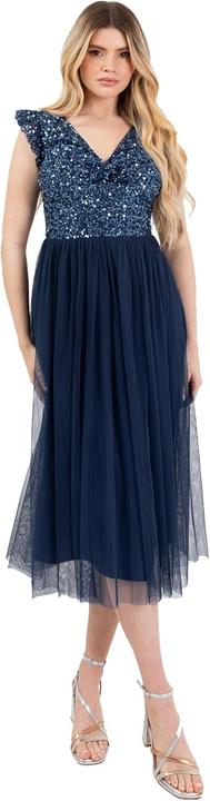 Produktbild Herba Abito Midi con Scollo a V e Maniche a Farfalla (50)