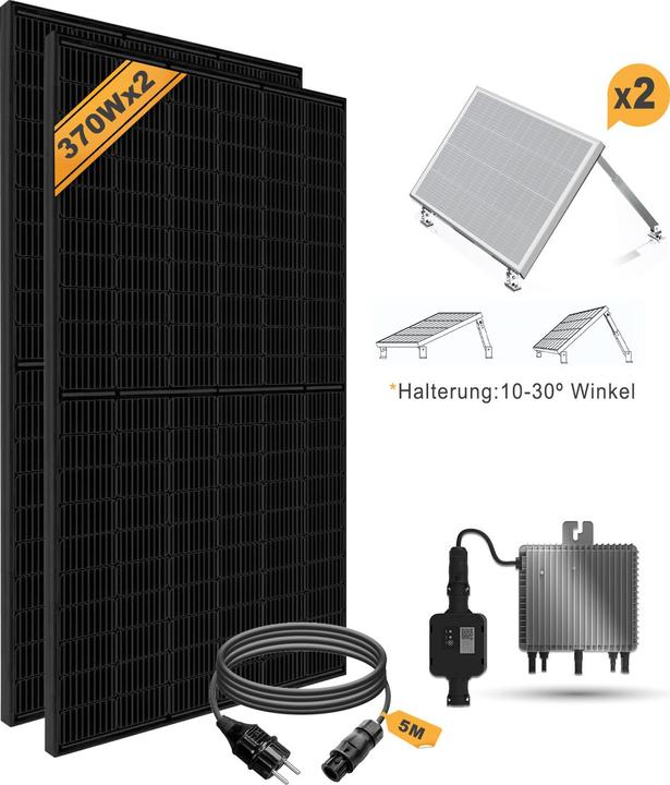 Enjoy solar Balkonkraftwerk Set - MI600W (Wandmontage) (370 W)