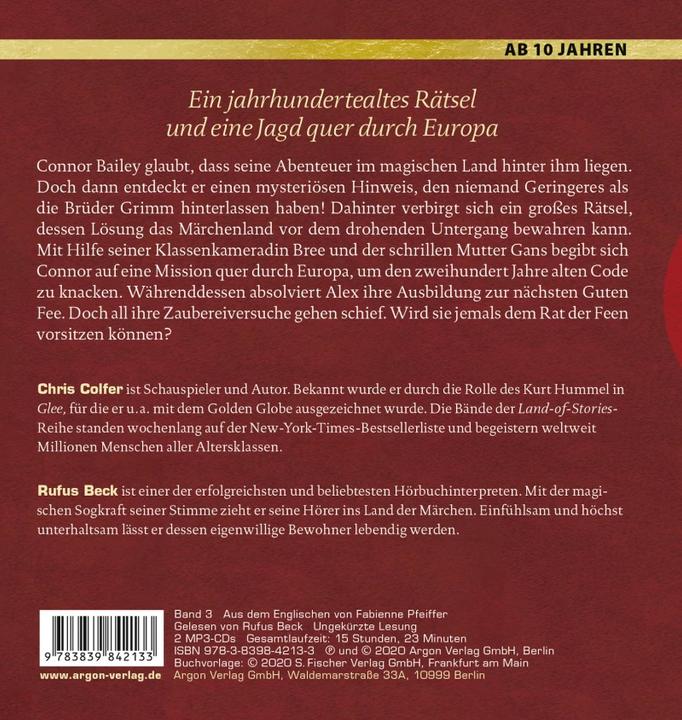 Produktbild Land of Stories: Das magische Land 3 - Eine düstere Warnung (Rufus Beck, Brandon Dorman, Fabienne Pfeiffer, Chris Colfer, Deutsch)