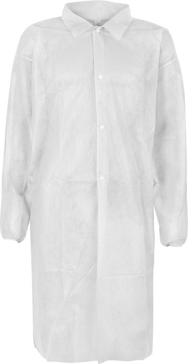 Produktbild Top Swede PP-Kittel, 28 Gr/qm, 4 Druckknöpfe, Kragen, Armgummi, weiss, CE CAT.I, VE: 50 Stück (XXL)