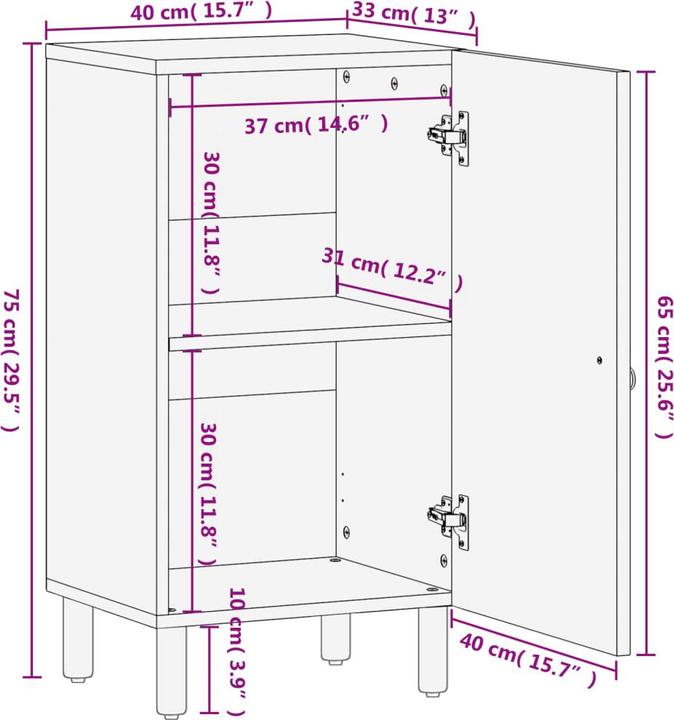 Produktbild vidaXL Beistellschrank (40 x 33 x 75 cm)