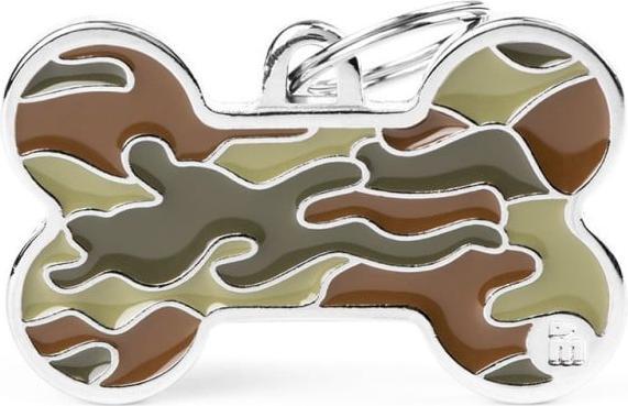 Produktbild Myfamily Bone Camouflage ID-Hundetag grün, 4.8x3.1cm (1 Stk) (XL, Hund, Hundesport)