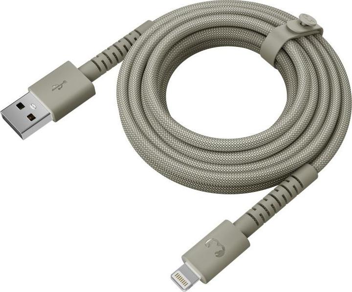 Image du produit Fresh'N Rebel Fresh 'n Rebel USB-A zu Lightning silicone geflochtenes Kabel "FlexWave" 2m, Dried Green (2 m, 30 W)