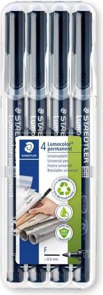 Image du produit Staedtler Stylo universel Lumocolor permanent Set (Noir, 0.60 mm, 4 x)