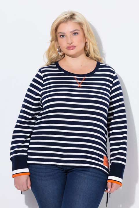 Actual product image Ulla Popken Striped Drawstring Hem Sweatshirt (50, 52)