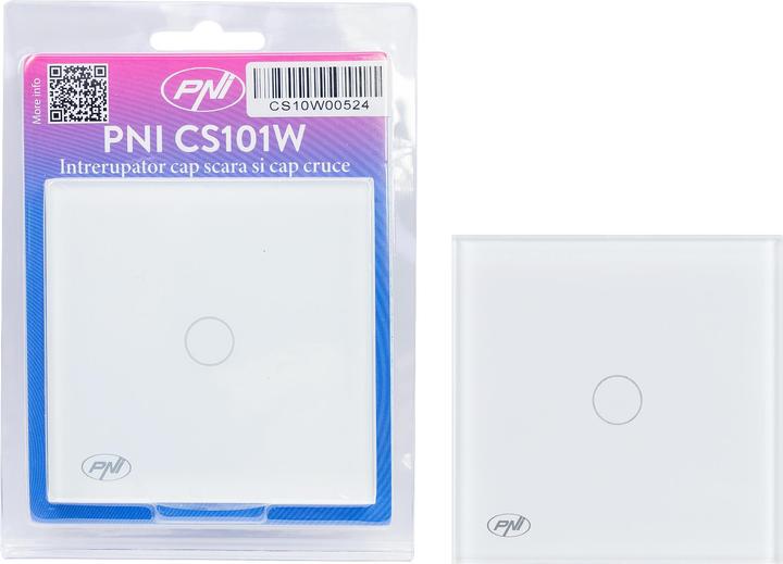 Image du produit PNI Interrupteur simple et croisé tactile CS101W en verre, blanc avec affichage LED, 800W