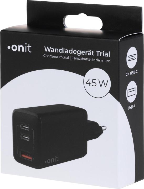 Actual product image Onit USB Wall Charger Trial QC4+ 45 W GaN Black (45 W)