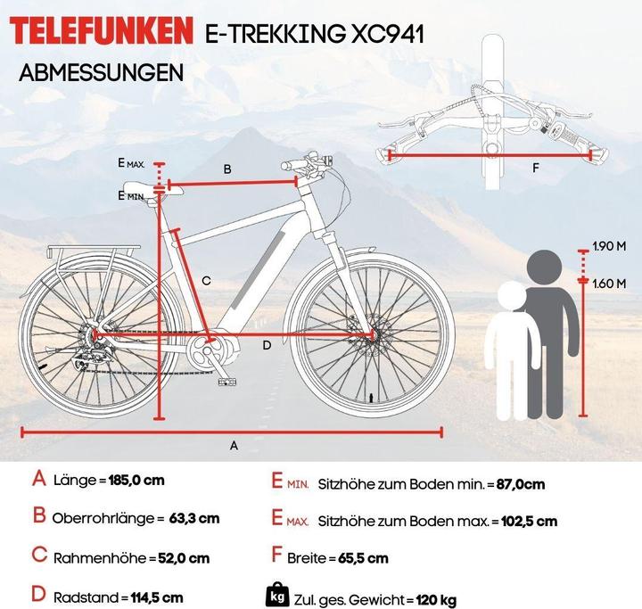 Actual product image Telefunken Trekking E-Bike Expedition XC941, Wheel size 28 ", Warranty 24 month(s), Light Grey (50 cm)