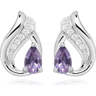 Silver Cat, Ohrringe, - Silver earrings with synthetic amethysts SC462