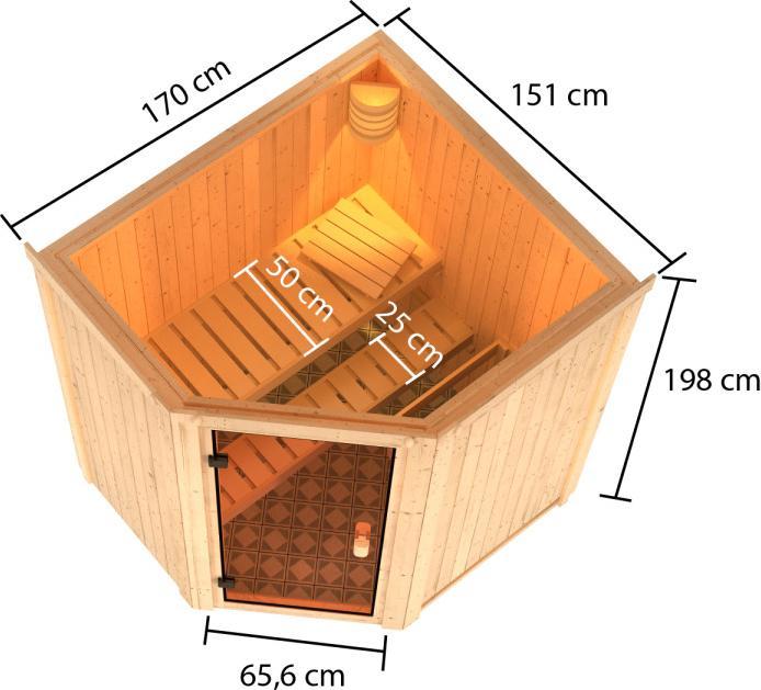 Image du produit Woodfeeling Sauna Faurin accès d'angle (4,5 kW de contrôle interne)