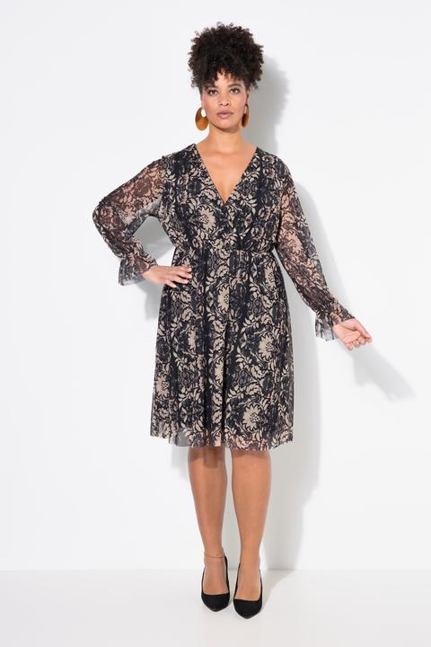 Produktbild Miamoda Kleid, A-Linie, Mesh mit Alloverdruck, Langarm (50)