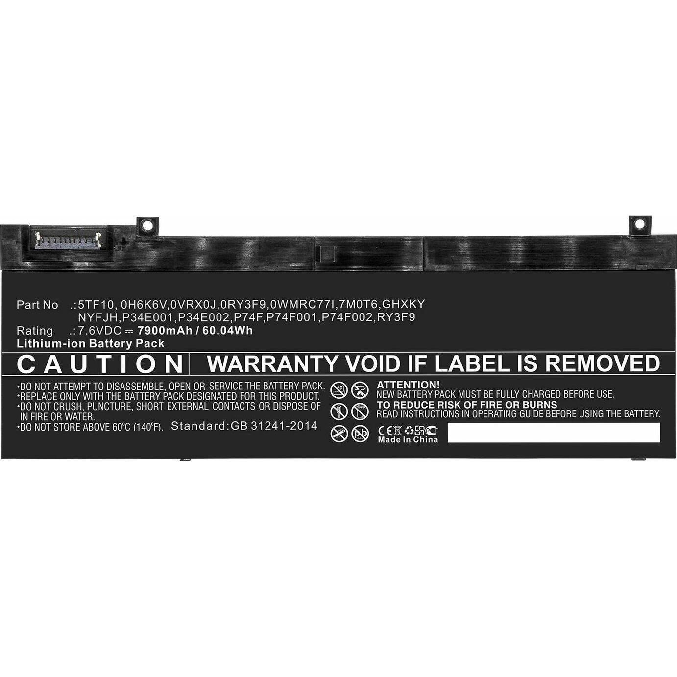 CoreParts Laptop Battery for DELL (7900 mAh), Notebook Akku, Schwarz