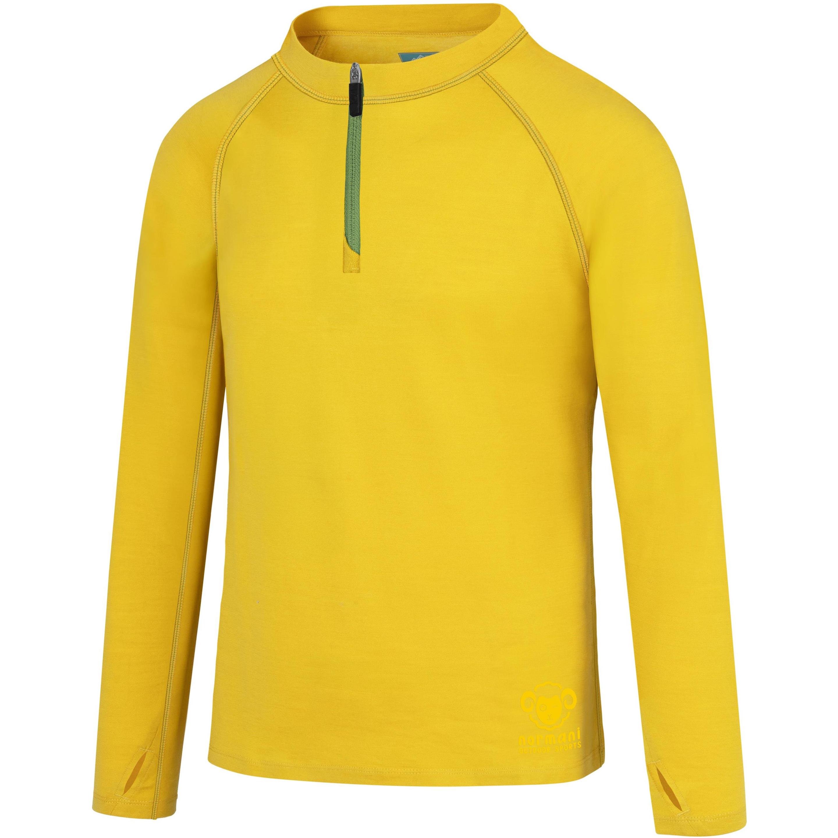 Normani, Herren, Funktionsshirt, Kinder Merino Langarm mit 1/4 Zipper „Nyapari“ - 9545 (146, 152), Gelb, 146, 152