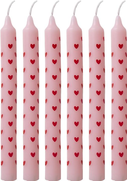 Produktbild Rice - Candles with Heart Print - Red - Small (12 Stk.)