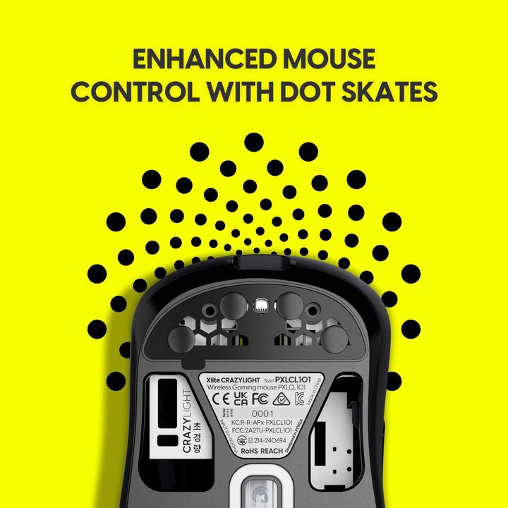 Produktbild Pulsar Xlite CRAZYLIGHT Mini Wireless (Jet Black) - Gaming Mus - Optisk - 5 knapper - Sort (Kabelgebunden, Kabellos)