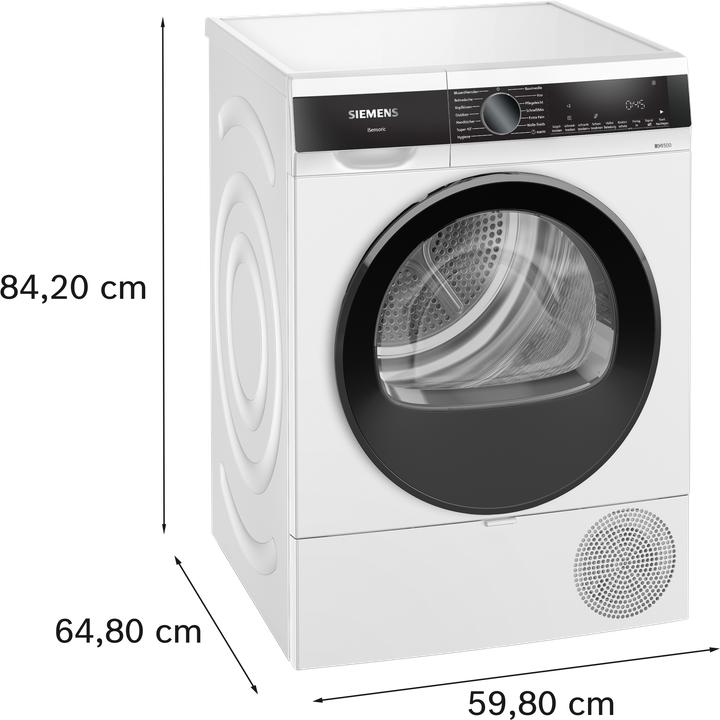 Immagine prodotto Siemens iQ500, Asciugatrice a pompa di calore, 9 kg, Bianco, WQ33G2D41 (9 kg, A destra)