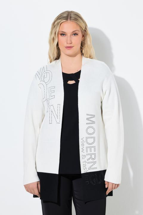 Produktbild Ulla Popken Strickjacke, Schriftmotiv, Kelchkragen, 3/4-Arm (46, 48)