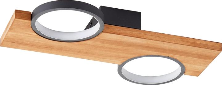 Produktbild Brilliant Cheesy LED Deckenleuchte 40x25cm matt schwarz/holz (1400 lm)