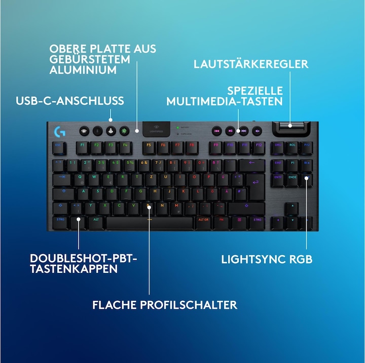 Produktbild Logitech G G915 X Lightspeed TKL (CH, Kabellos, Kabelgebunden)