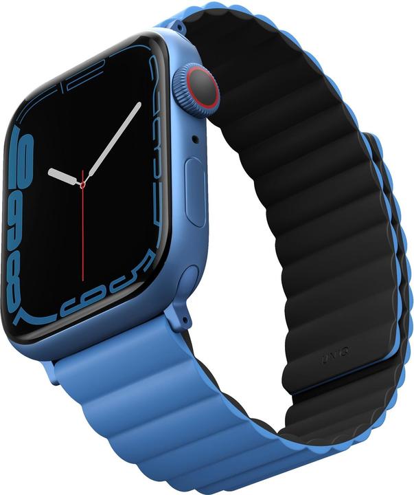 Produktbild Uniq pasek Revix Apple Watch Series 1/2/3/4/5/6/7/8/SE/SE2 38/40/41mm. Reversible Magnetic czarny-ni (38 mm, 41 mm, 40 mm, Silikon, Edelstahl)