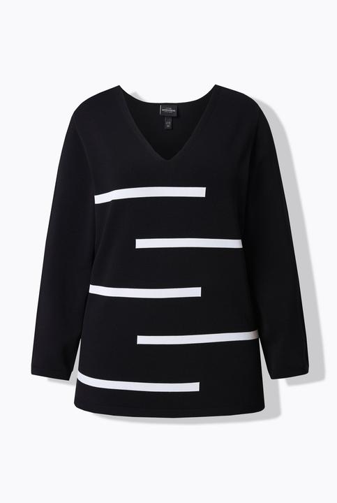 Produktbild Ulla Popken Pullover, Streifen, V-Ausschnitt, Langarm (60)