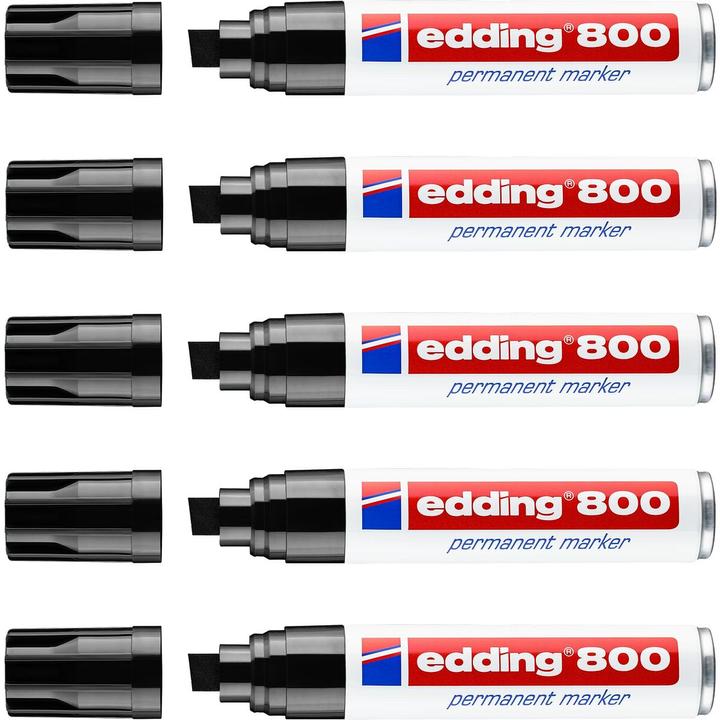 Image du produit Edding Marqueur permanent 800 (Noir, 12 mm, 5 x)